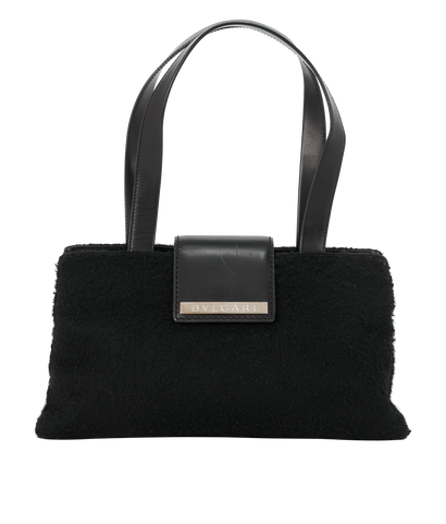 Shoulder Bag, &pound;160, Handbags, Black, Leather/Wool, Front view
